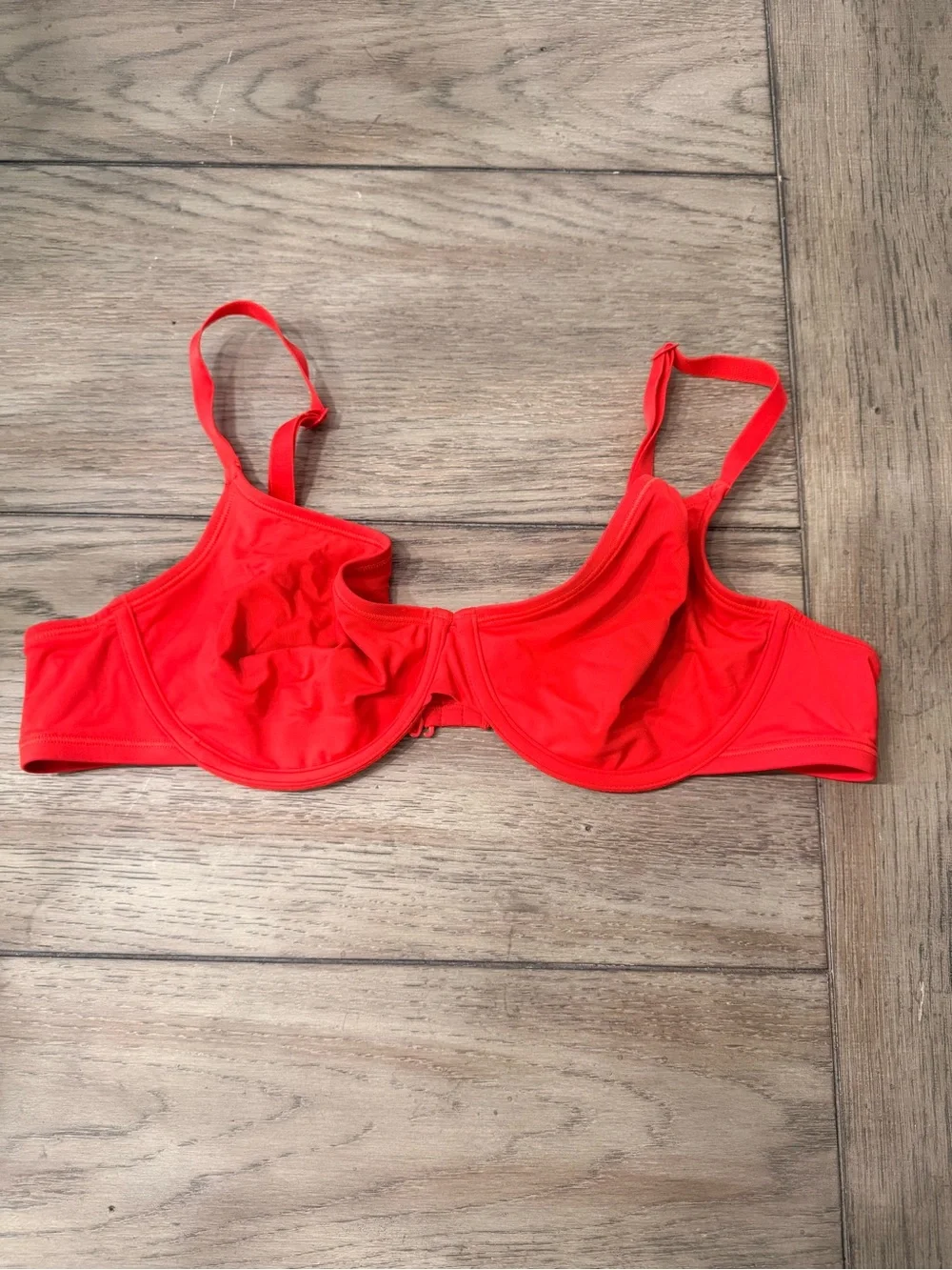 Skims Signature Swim Underwire Scoop Bikini Top Red 38D